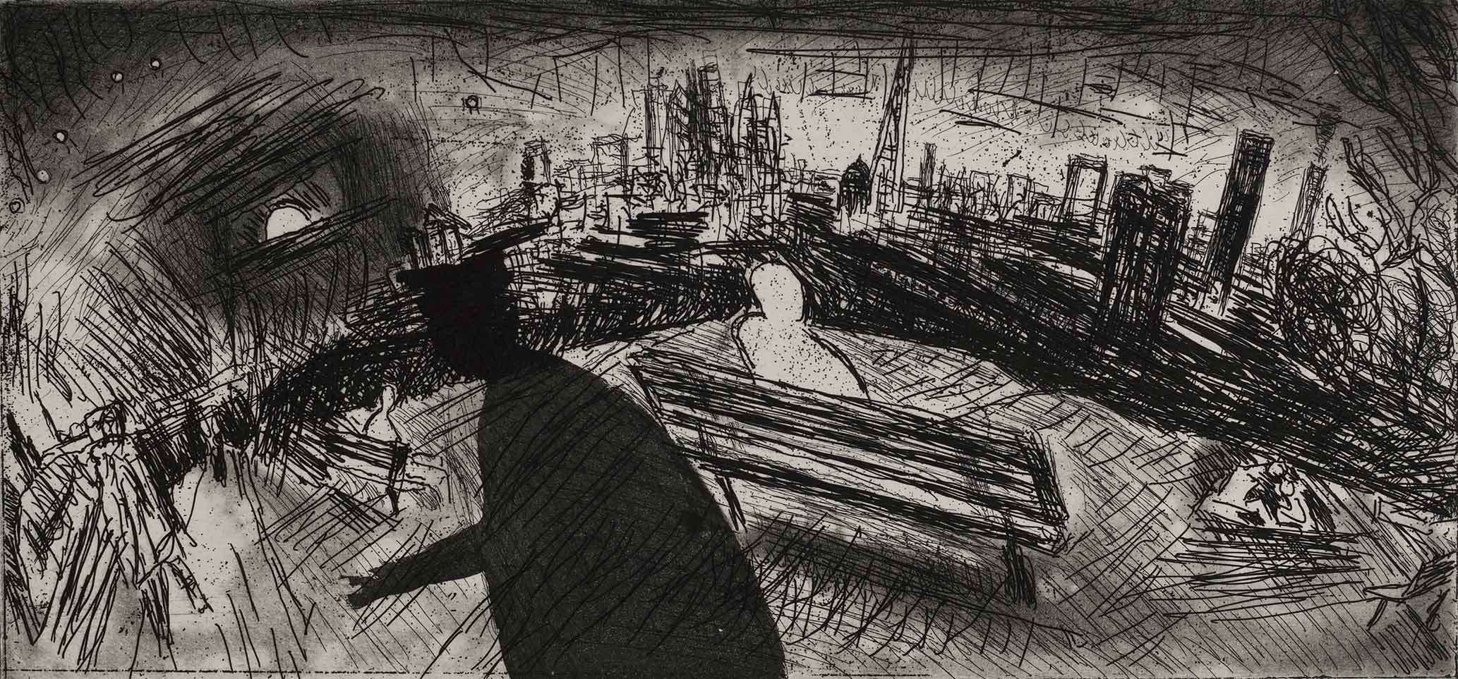 Passing Across Parliament Hill, 28 x 54 cm, Etching on 300gm Hahnemuhle paper, Edition of 25, 2018, POA Passing Across Parliament Hill, 28 x 54 cm, Etching on 300gm Hahnemuhle paper, Edition of 25, 2018, POA
